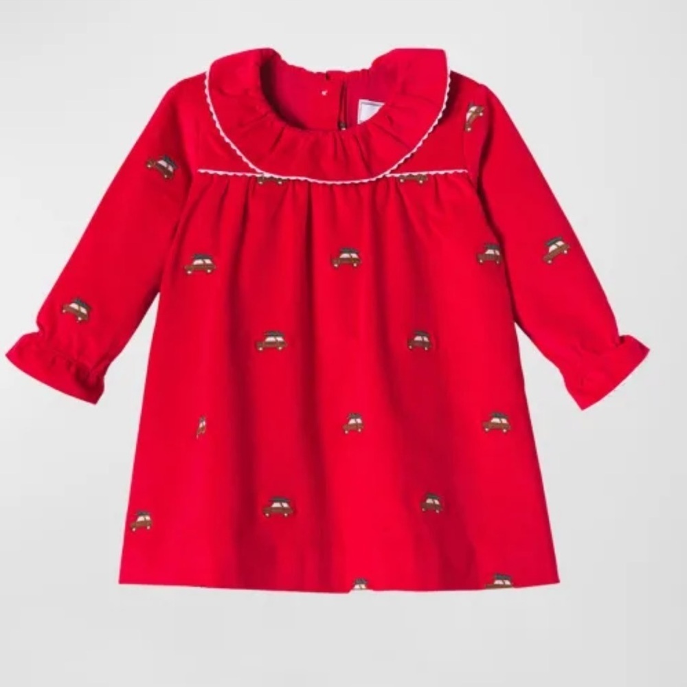 CLASSIC PREP ROWAYTON Red Kids Dress with Embroidered Details. Size 18-24m